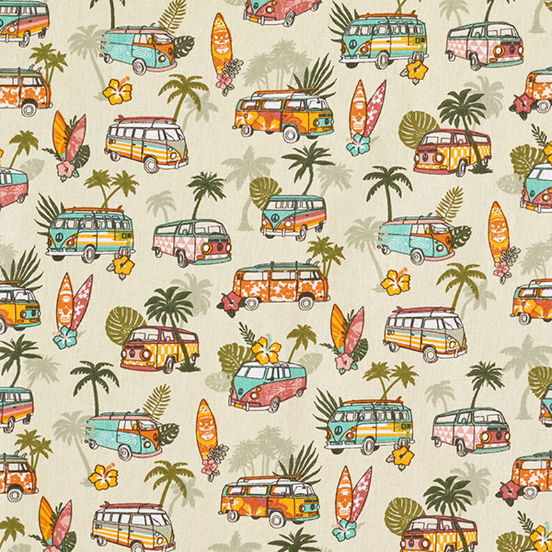 Cotton Cretonne Surfing Road Trip – beige, image number 1