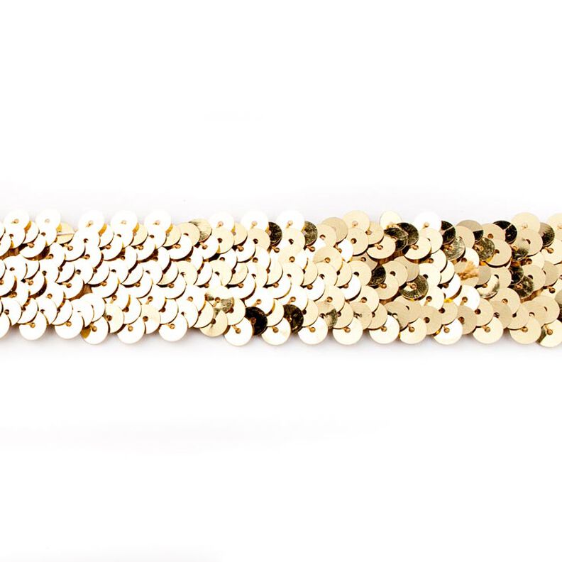 Elasticated Sequinned Trimming [30 mm] – metallic gold,  image number 1