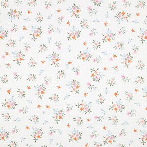 GOTS Double Gauze/Muslin cute little flowers  | Poppy Fabrics – ivory/orange, 