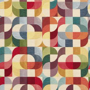 Decor Fabric Tapestry Fabric retro shapes – light beige/carmine, 