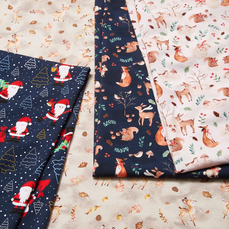 Cotton Jersey Animals in autumn Digital Print  – midnight blue,  image number 5