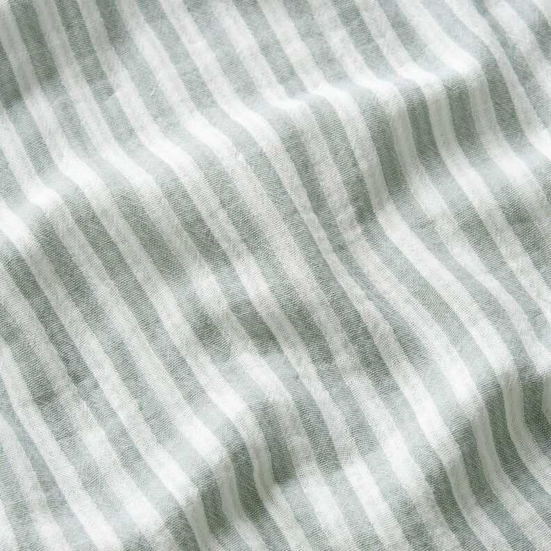 Double Gauze/Muslin Doubleface stripes – reed/white,  image number 2