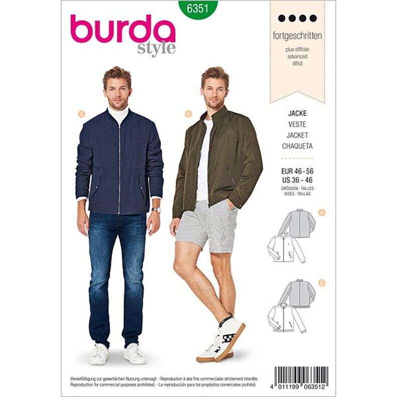 Men’s Jacket, Burda 6351 | 46 - 56,  image number 1