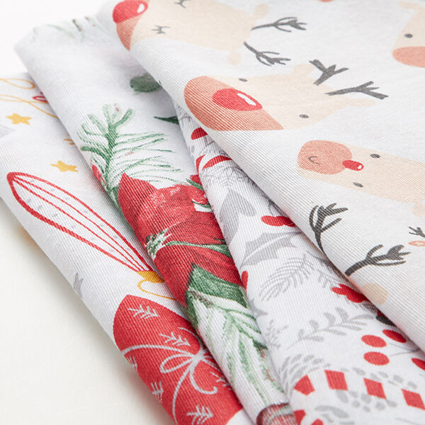 Decor Fabric Canvas Cute reindeer – white, image number 6