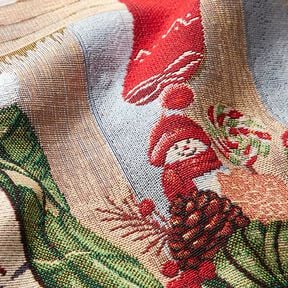 Panel Tapestry Fabric Christmas cat – light blue/red, 
