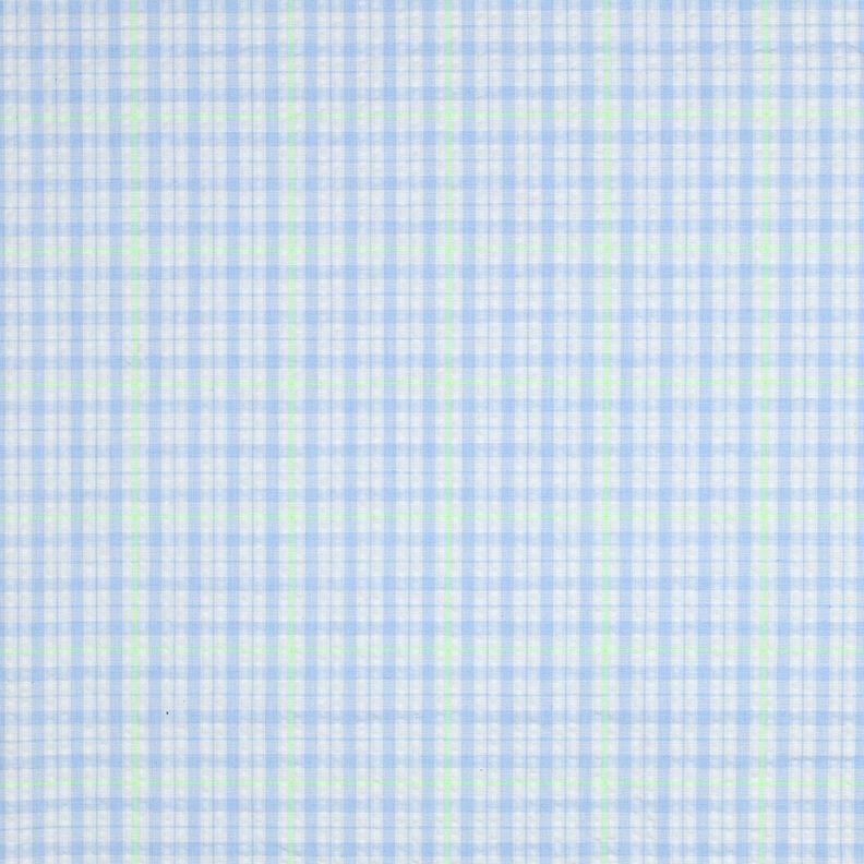 Seersucker Cotton Blend Check – light blue/neon green,  image number 1