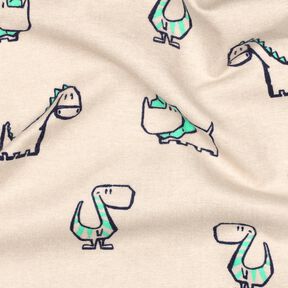 Cotton Flannel cheeky dinosaurs | Poppy Fabrics – natural/emerald green, 
