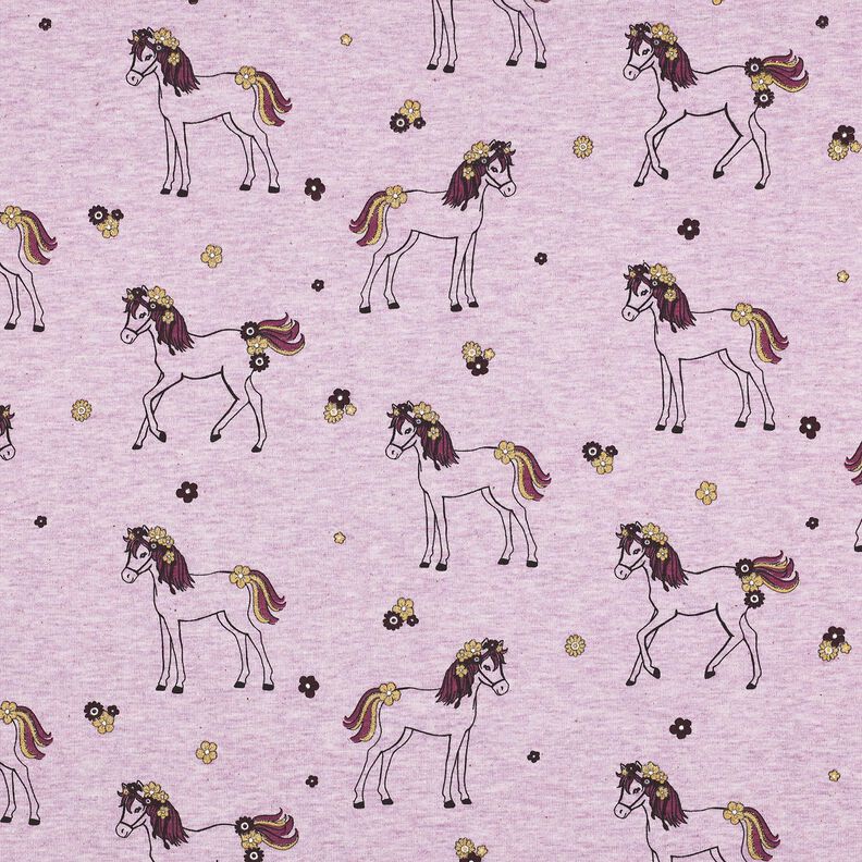 Cotton Jersey Glittery flower horse | Poppy Fabrics – pastel violet/gold,  image number 1