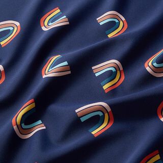 Abstract rainbows swimsuit fabric – navy blue, 