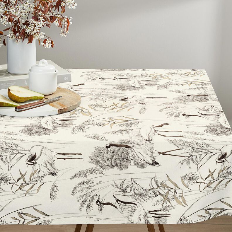 Decor Fabric Half Panama cranes &ndash; natural/black,  image number 6