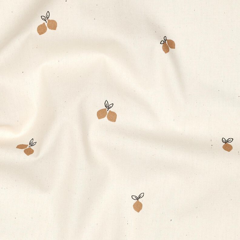 GOTS Cotton Poplin small lemons | Poppy Fabrics – natural/fawn,  image number 2