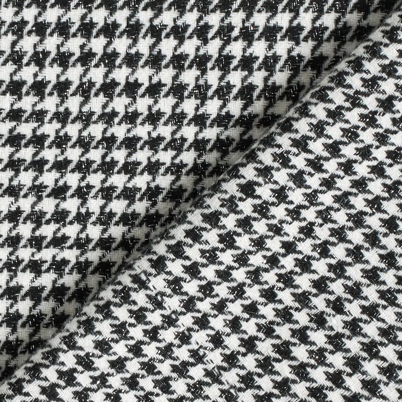 Coat Fabric Wool Blend Glitter houndstooth – black/offwhite,  image number 4
