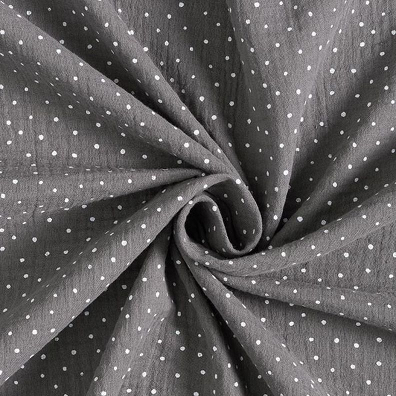 Double Gauze/Muslin Polka Dots – slate grey/white,  image number 3