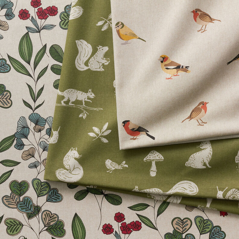 Decor Fabric Half Panama small garden birds – natural,  image number 6