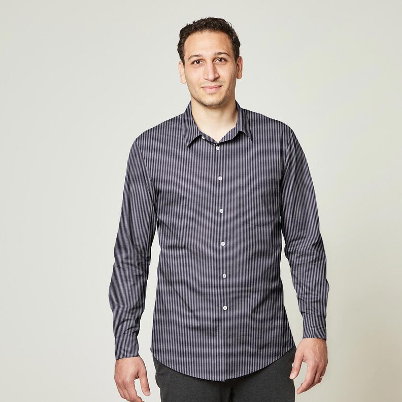 Shirt fabric small check – black/light blue,  image number 6