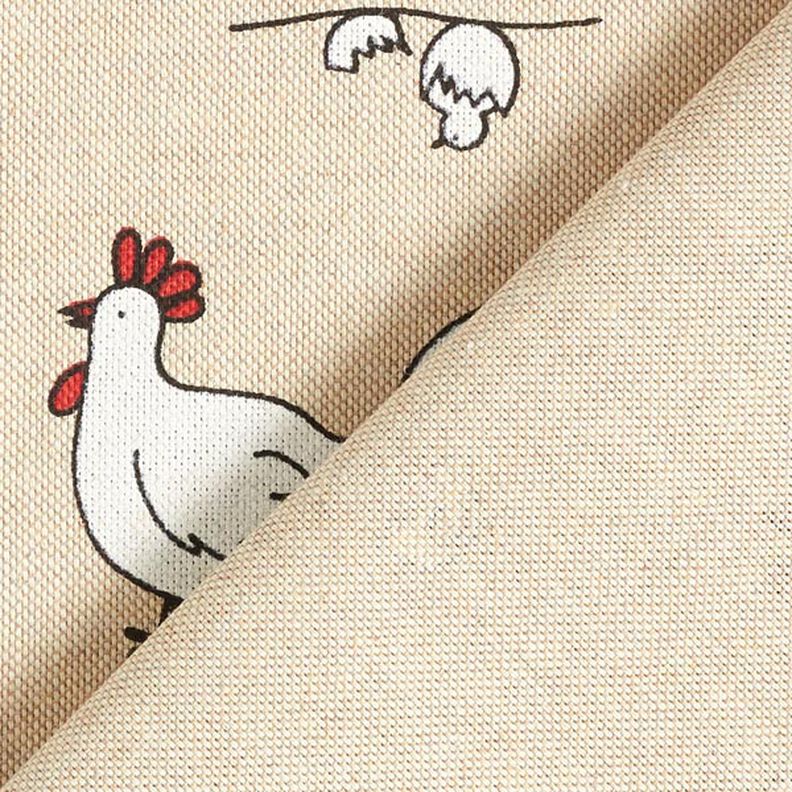 Decor Fabric Half Panama chickens – natural,  image number 4