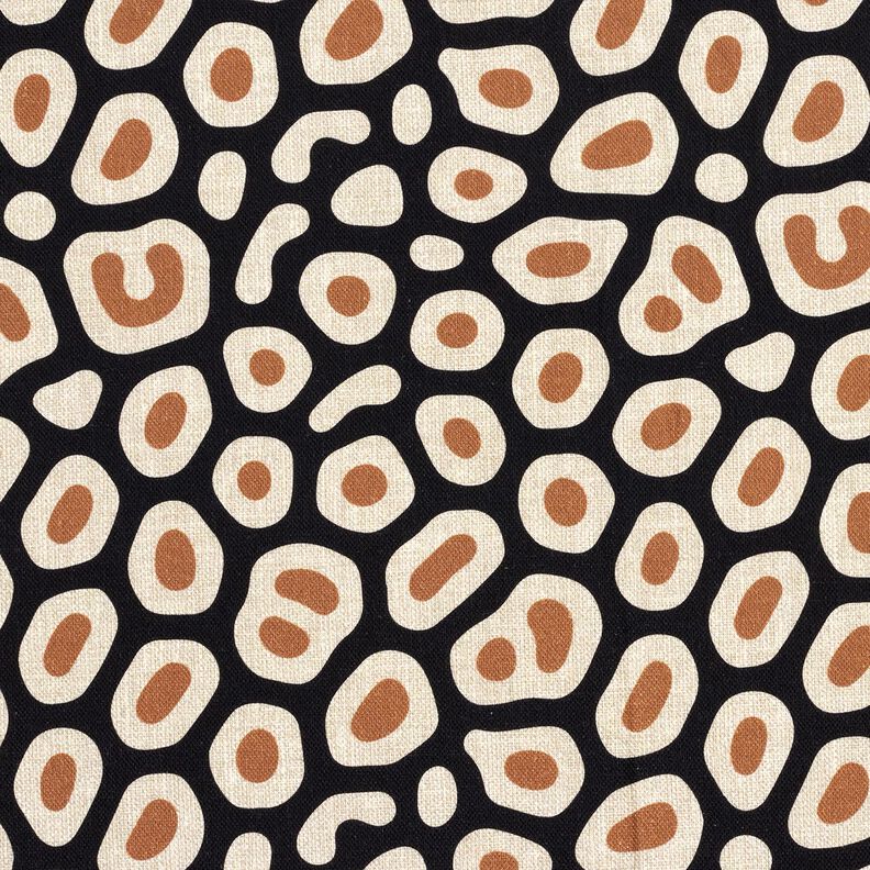 Decor Fabric Half Panama abstract leopard pattern – black/cashew, image number 1