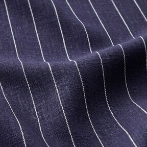 Viscose-linen blend wide pinstripes – navy blue, 