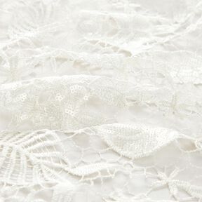 Lace with sequins and scalloped edge – white, 
