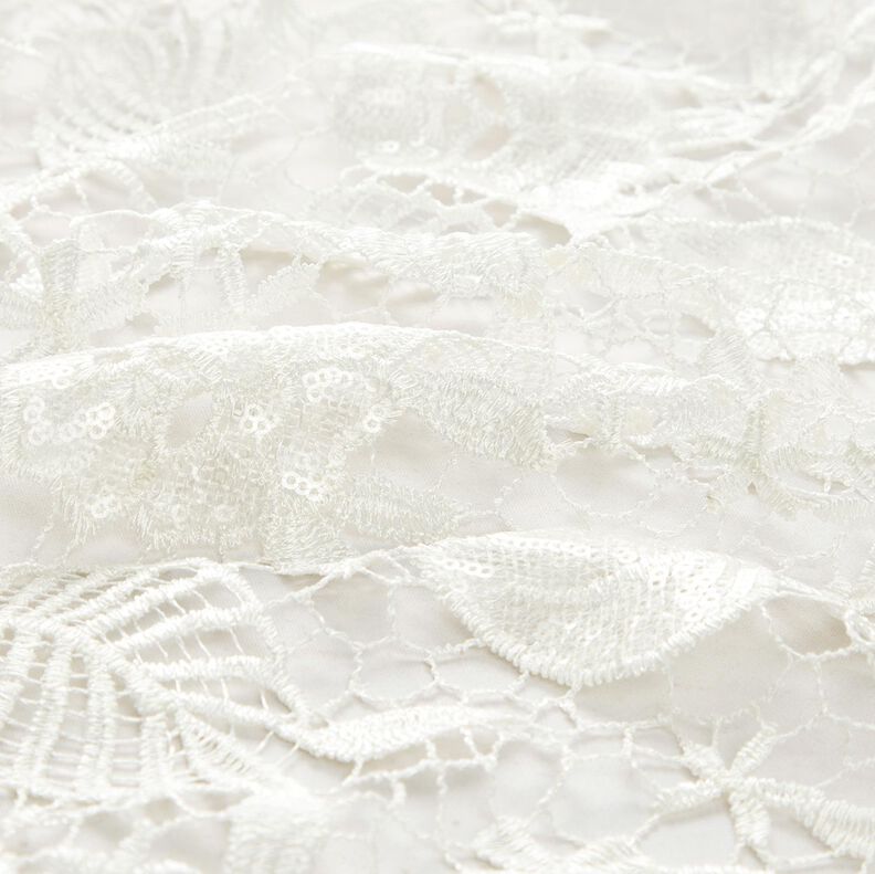Lace with sequins and scalloped edge – white,  image number 2