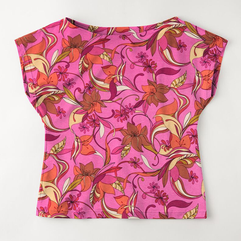 Viscose Jersey Delicate Flowers – purple/fire red,  image number 5