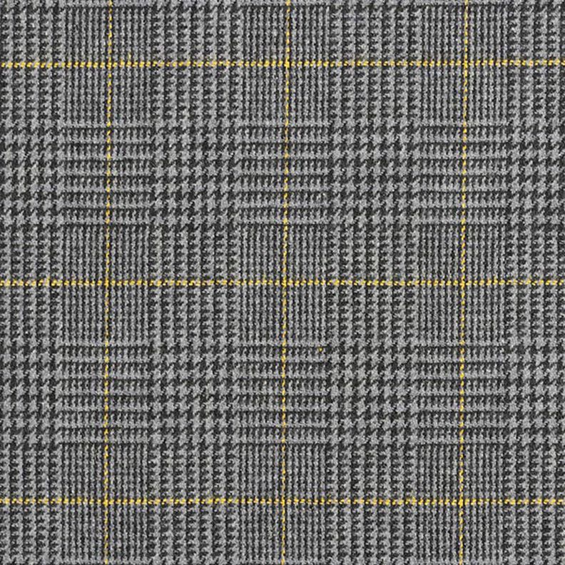 Glen Plaid Wool Fabric – dark grey/yellow,  image number 1