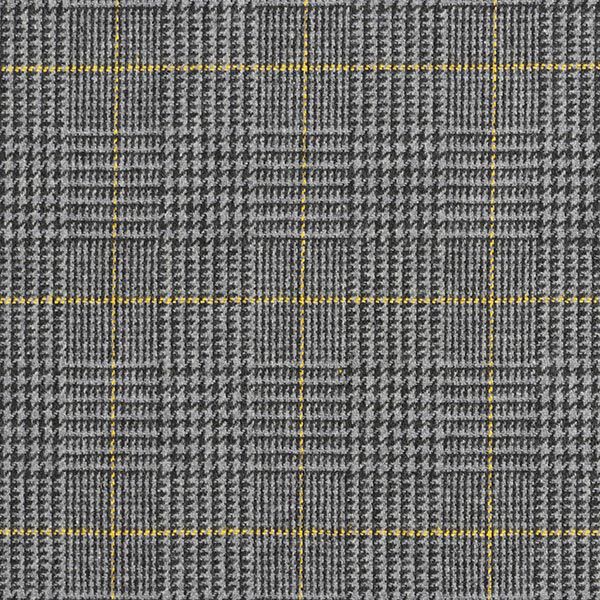Glen Plaid Wool Fabric – dark grey/yellow,  image number 1