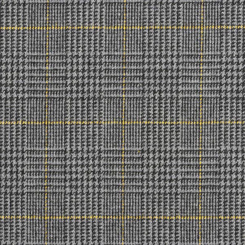 Glen Plaid Wool Fabric – dark grey/yellow,  image number 1