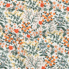 Double Gauze/Muslin Flower Meadow Digital Print | Poppy Fabrics – offwhite/peach orange, 