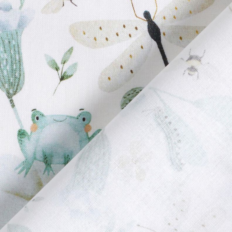 Cotton Poplin Pond life Digital Print – white/baby blue,  image number 4