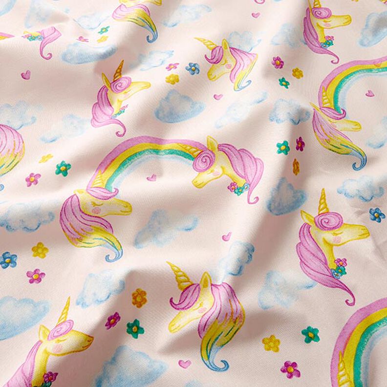 Decor Fabric Half Panama Unicorns – light pink,  image number 2