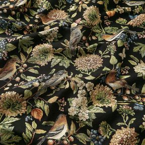 Decor Fabric Tapestry Fabric Flowers and birds – black/green, 