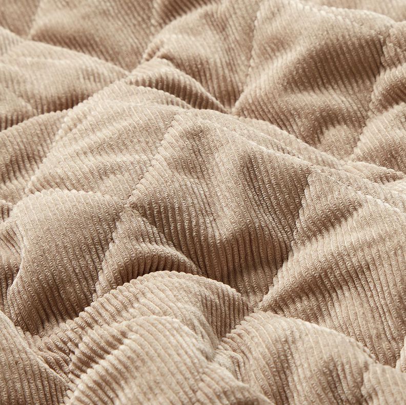 Quilted Fabric Corduroy with fur backing diamonds – taupe, image number 3