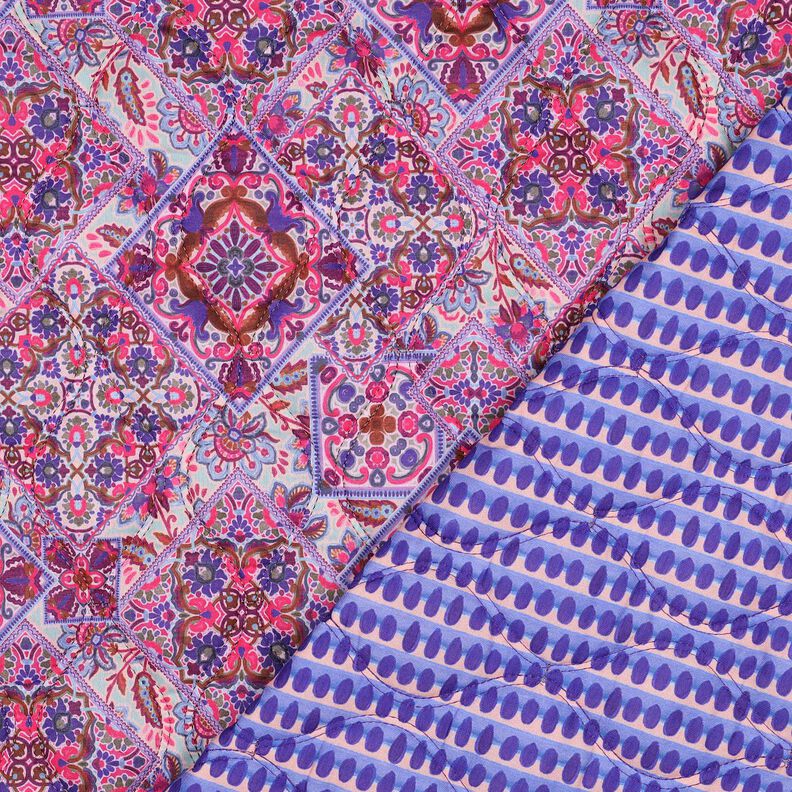 Quilted Fabric Doubleface Diamonds | Poppy Fabrics – blue lilac/chestnut,  image number 1