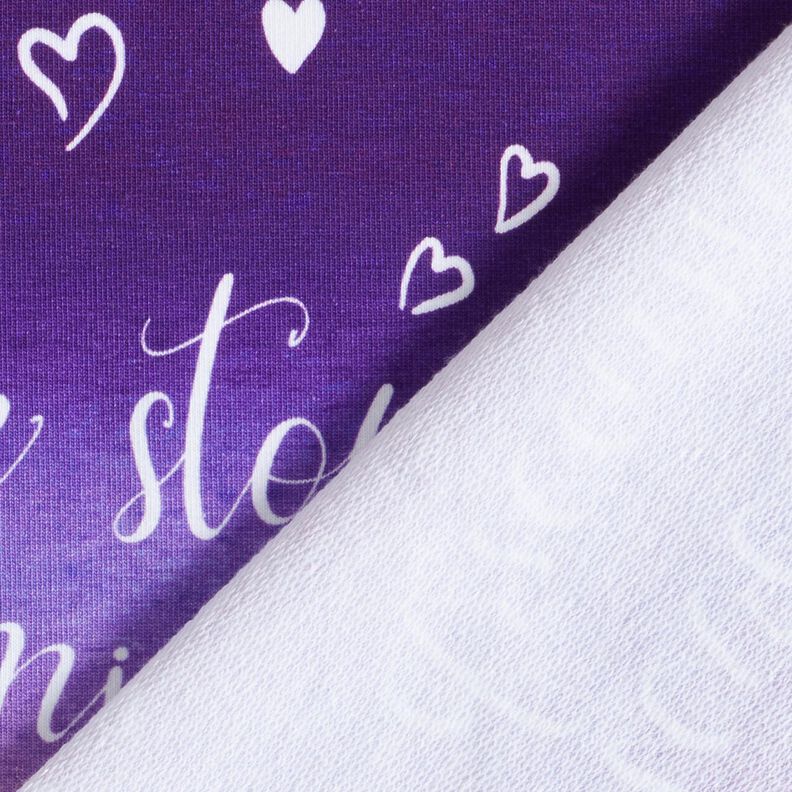 French Terry Never stop dreaming | Glitzerpüppi – lilac/aubergine, image number 4