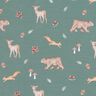GOTS French Terry Bear, deer, squirrel Digital Print – dark green,  thumbnail number 1