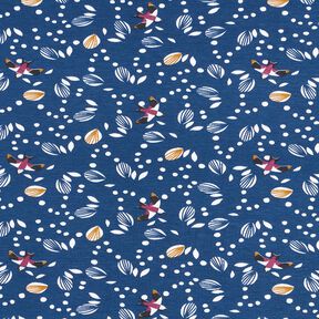 Cotton Jersey Swallows over the meadow – indigo, 