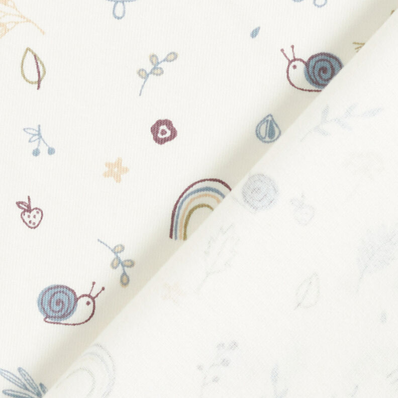 Cotton Jersey snails, mushrooms and rainbows – offwhite,  image number 4