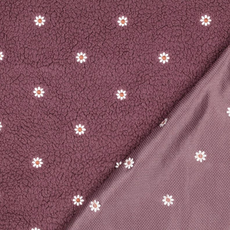 Teddy Fur Embroidered Flowers | Poppy Fabrics – dark dusky pink,  image number 4