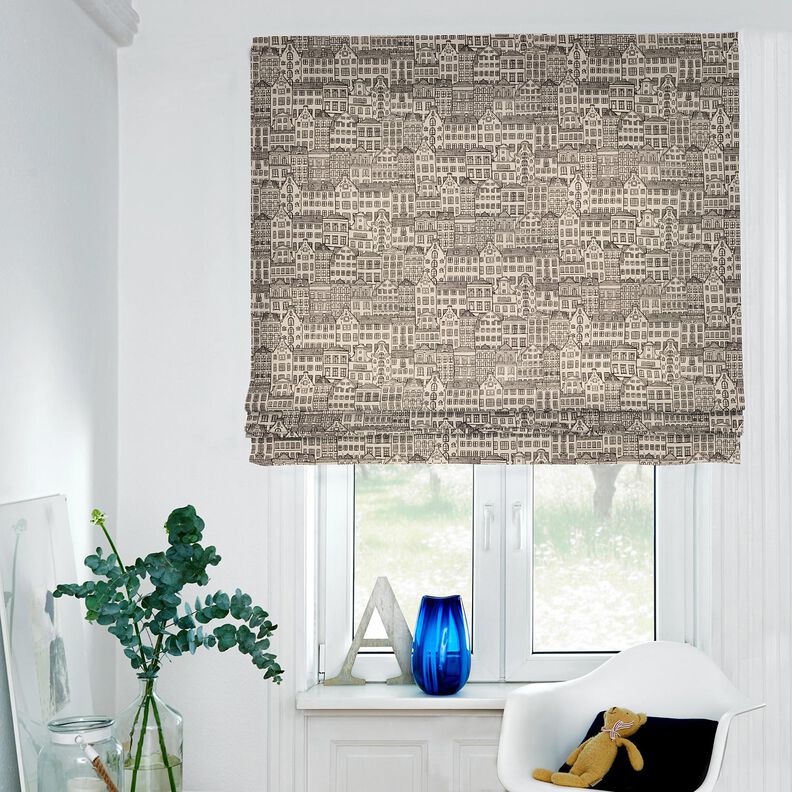 Decor Fabric Half Panama townhouses – natural/black,  image number 7