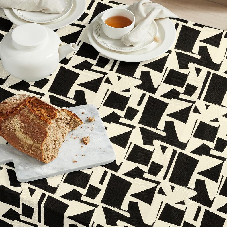 Decor Fabric Jacquard abstract, textured – black/offwhite,  image number 8