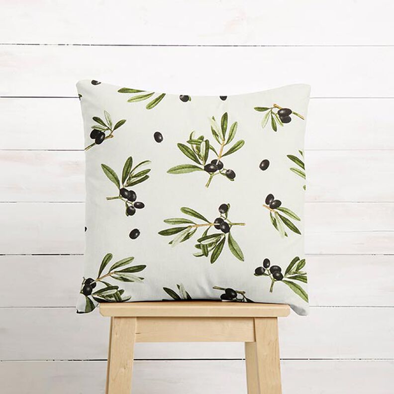 Decor Fabric Half Panama Olives – offwhite/dark olive,  image number 6