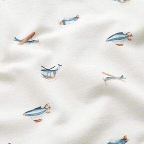 GOTS Cotton Jersey Retro flying objects Digital Print – ivory, 