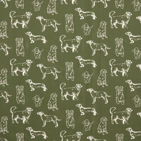 Decor Fabric Canvas Dogs – dark pine/cream, 