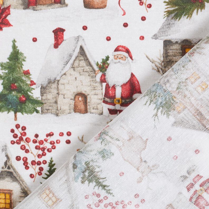 Decor Fabric Canvas wintery village – white/dark red, image number 4