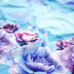 Cotton Jersey Summertime Blossoms | Glitzerpüppi  – sky blue/lavender, 