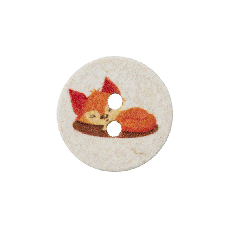 Polyester Button 2-Hole Recycling Fox [Ø15 mm] – beige,  image number 1
