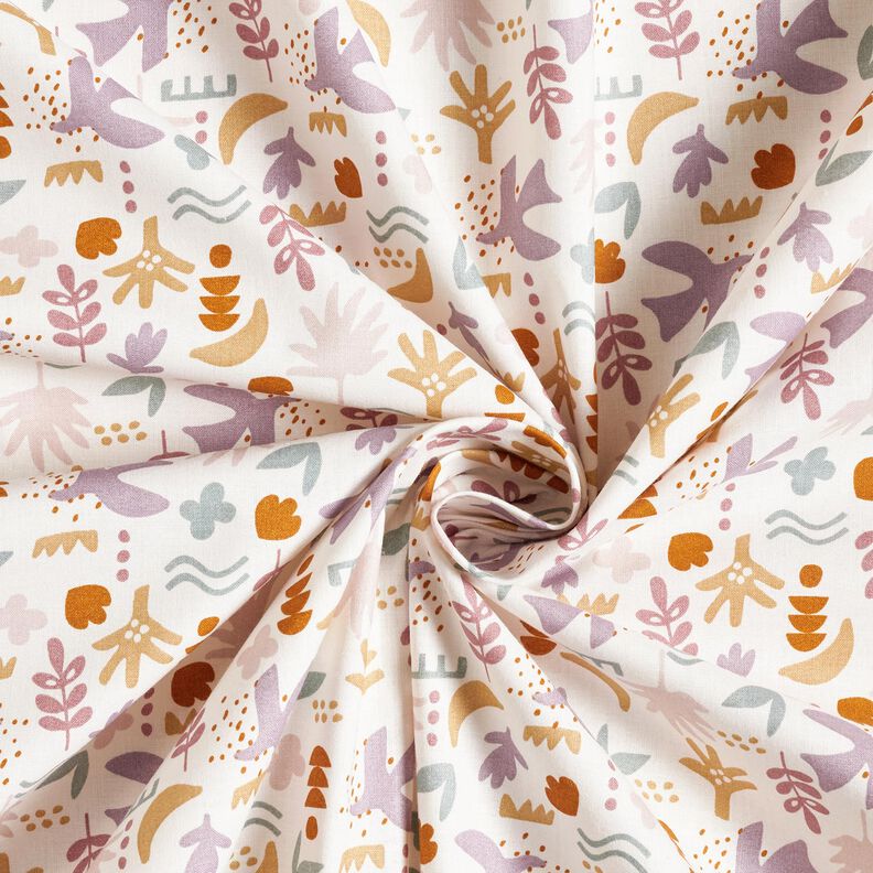 Cotton Cretonne abstract birds – offwhite/pastel violet, image number 3