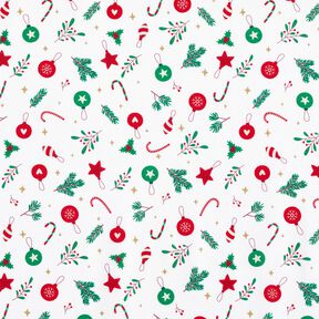 Cotton Cretonne Christmas Decorations – white/green, 