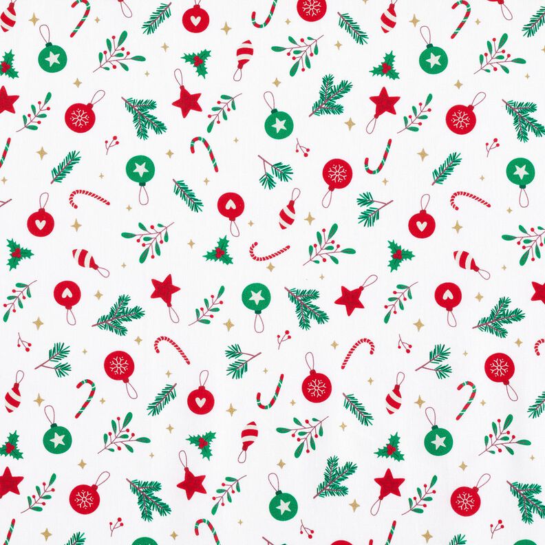 Cotton Cretonne Christmas Decorations – white/green, image number 1